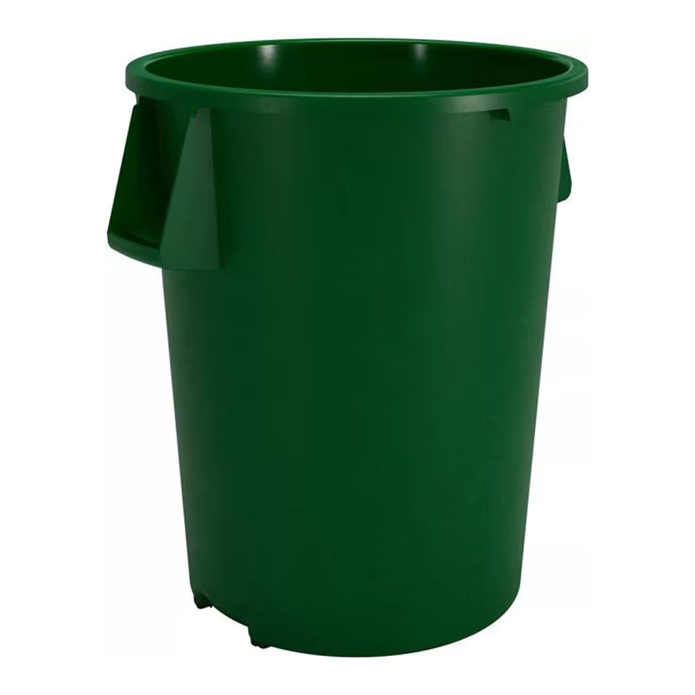 84105509 Bronco Dark Green 55 Gallon Round Trash Container 2/cs
