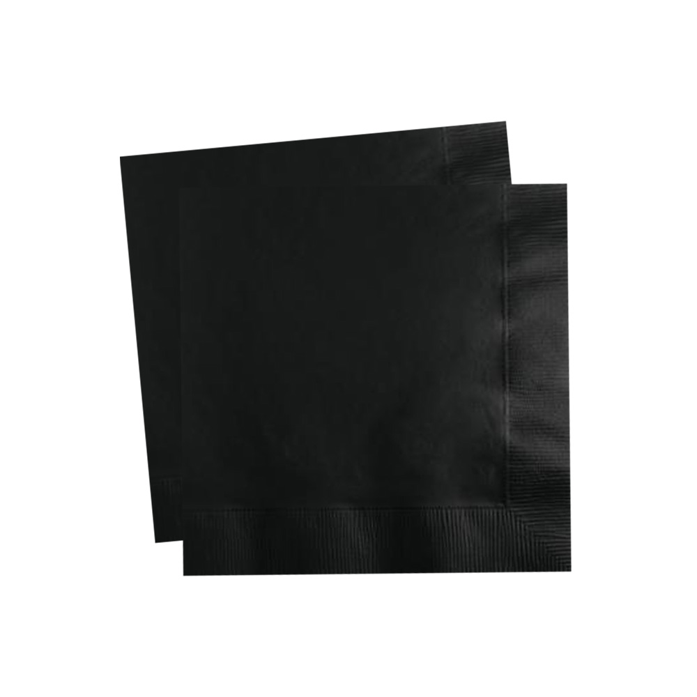 139194154 Black 10"x10" 2 Ply Cocktail Napkin 12/50 cs - 139194154 BLK 2PLY COCT NPKN