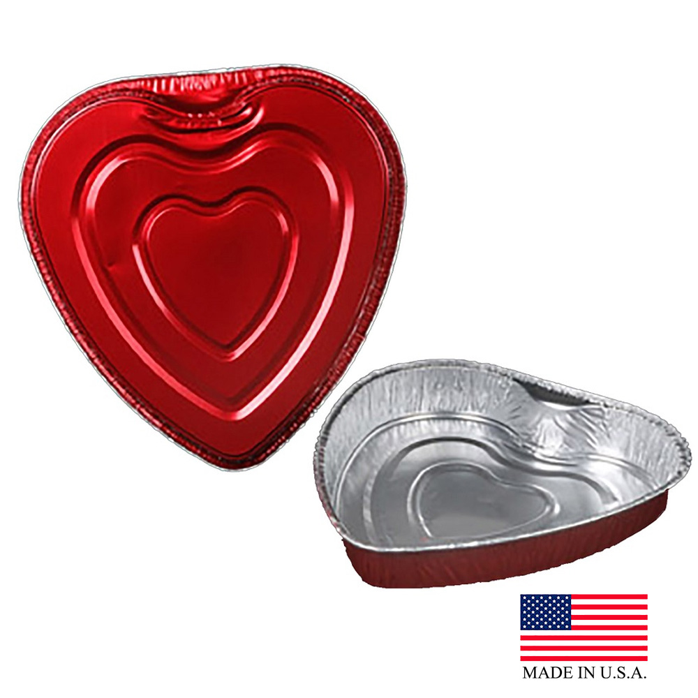 9700-100 Aluminum Red Large Heart Pan 100/cs