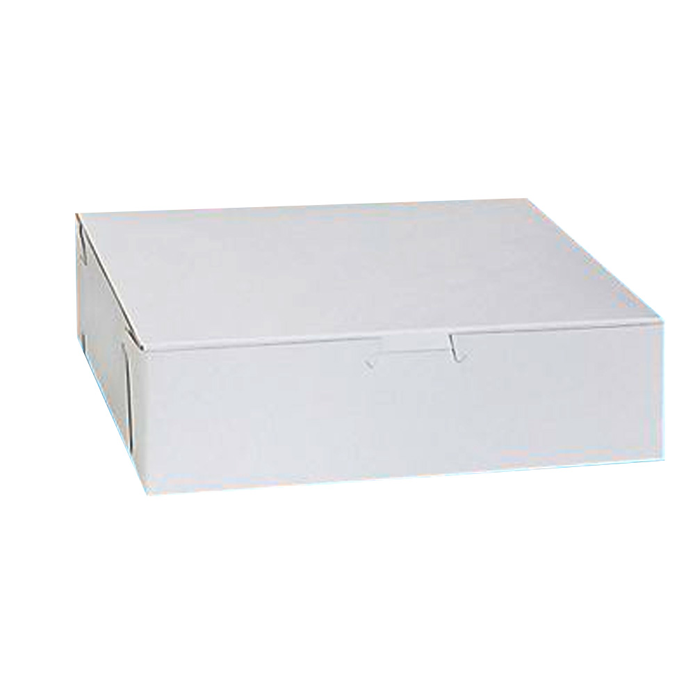 993B-261 Cake Box 9"x9"x3" White Clay Coated      Recycled Cardboard 250/BD