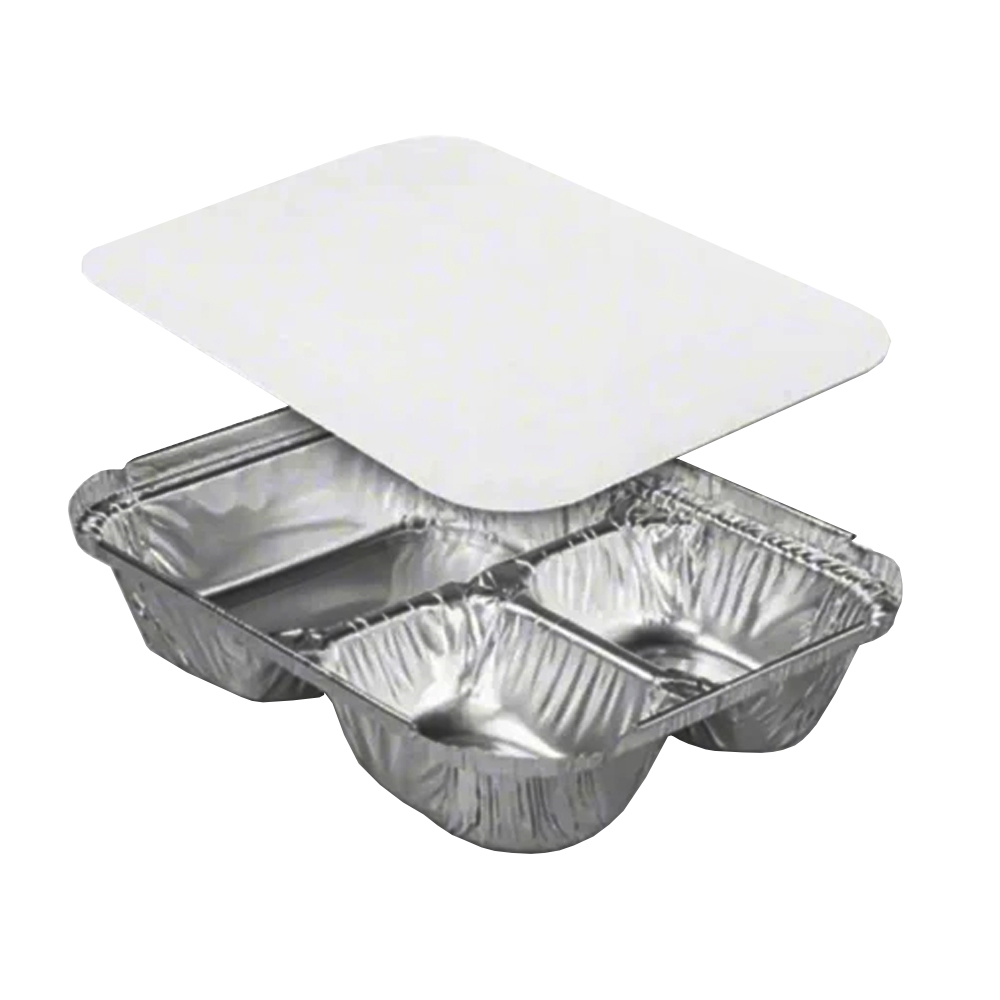 STO26-250C Aluminum 3 Compartment School Tray with Paper Board Lid 250/cs