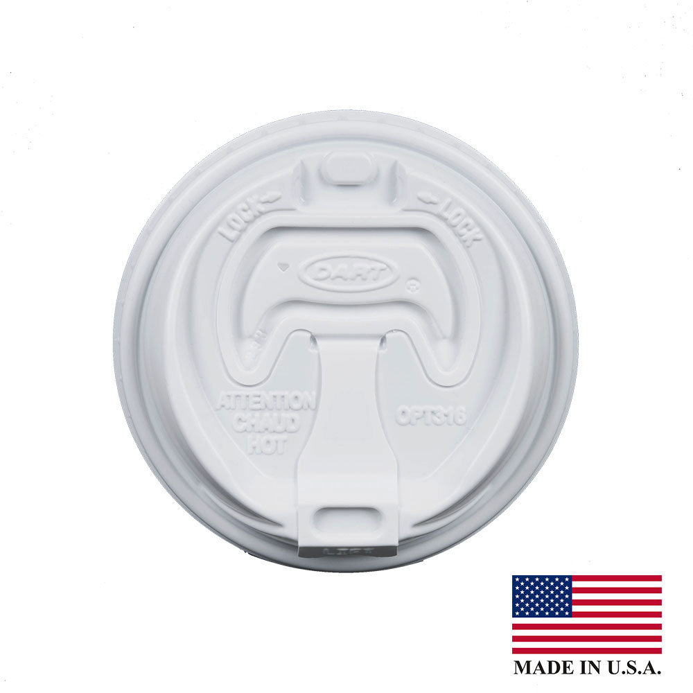 OPT316 Optima White 10-16 oz. Traveler Dome Lid with Re-Closable Tab 10/100 cs
