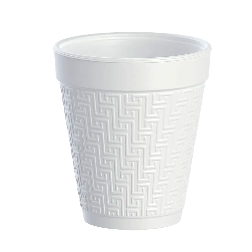 8KY8 White 8 oz. Foam Cup w/Greek Key Design 40/25 cs