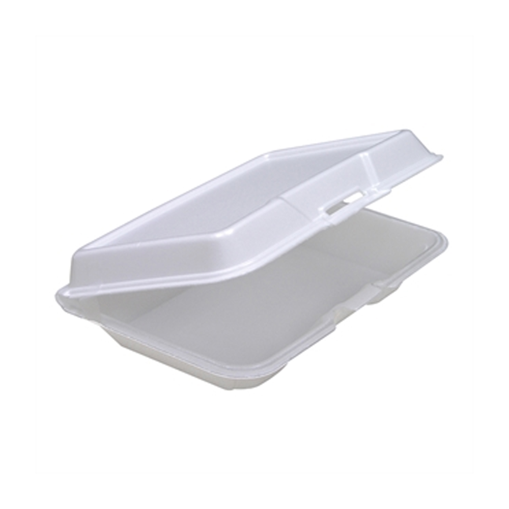 YTH102070000 White 9"x6"x2" Low Profile Foam Hinged Container 150/cs