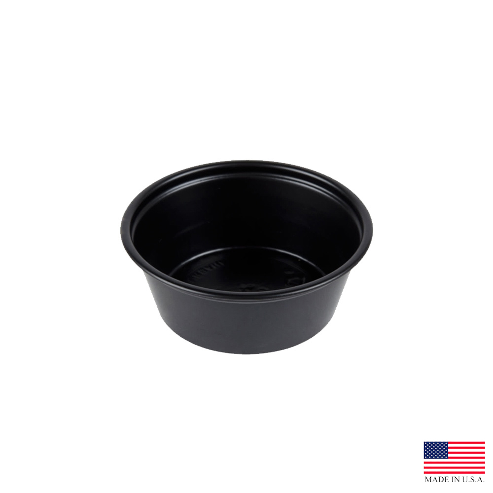 P150BLK Black 1.5 oz. Plastic Souffle Cup 10/250 cs