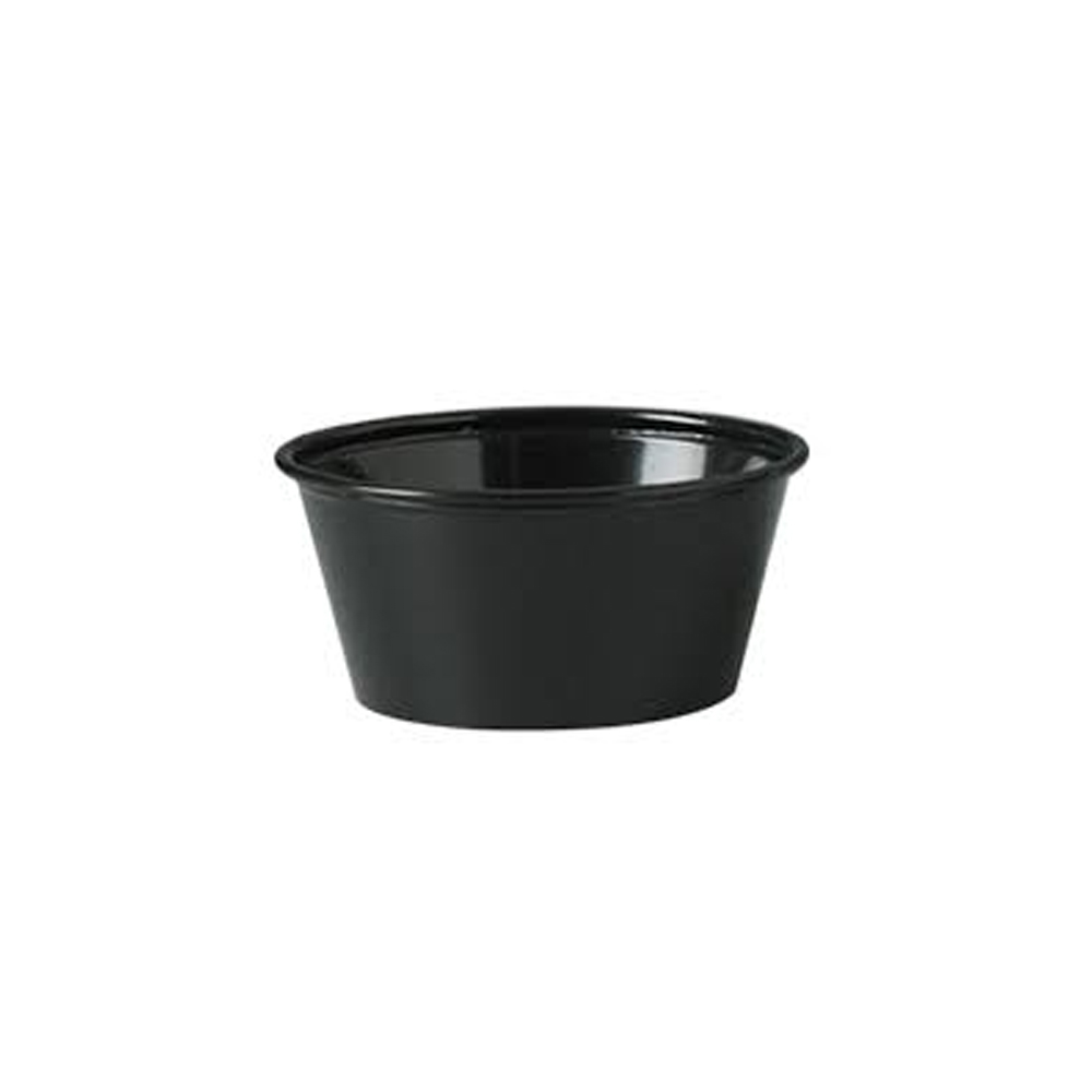 151326 Black 3.25 oz. Plastic Souffle Cup 20/125 cs