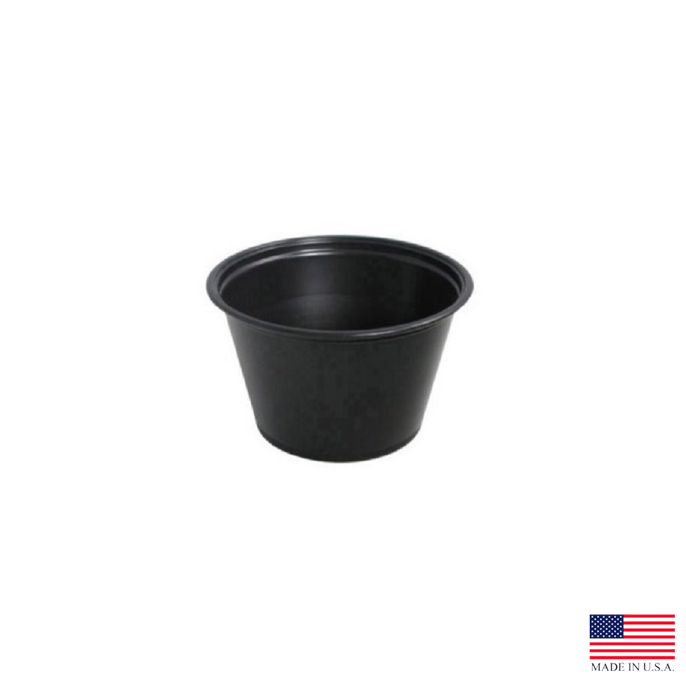 400PCBLK Conex Black 4 oz. Polypro Portion Container 20/125 cs