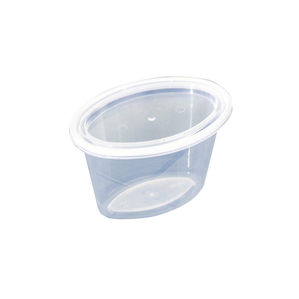 E504 Ellipso Clear 4 oz. Oval Plastic Portion Cup and Lid Combo 500/cs