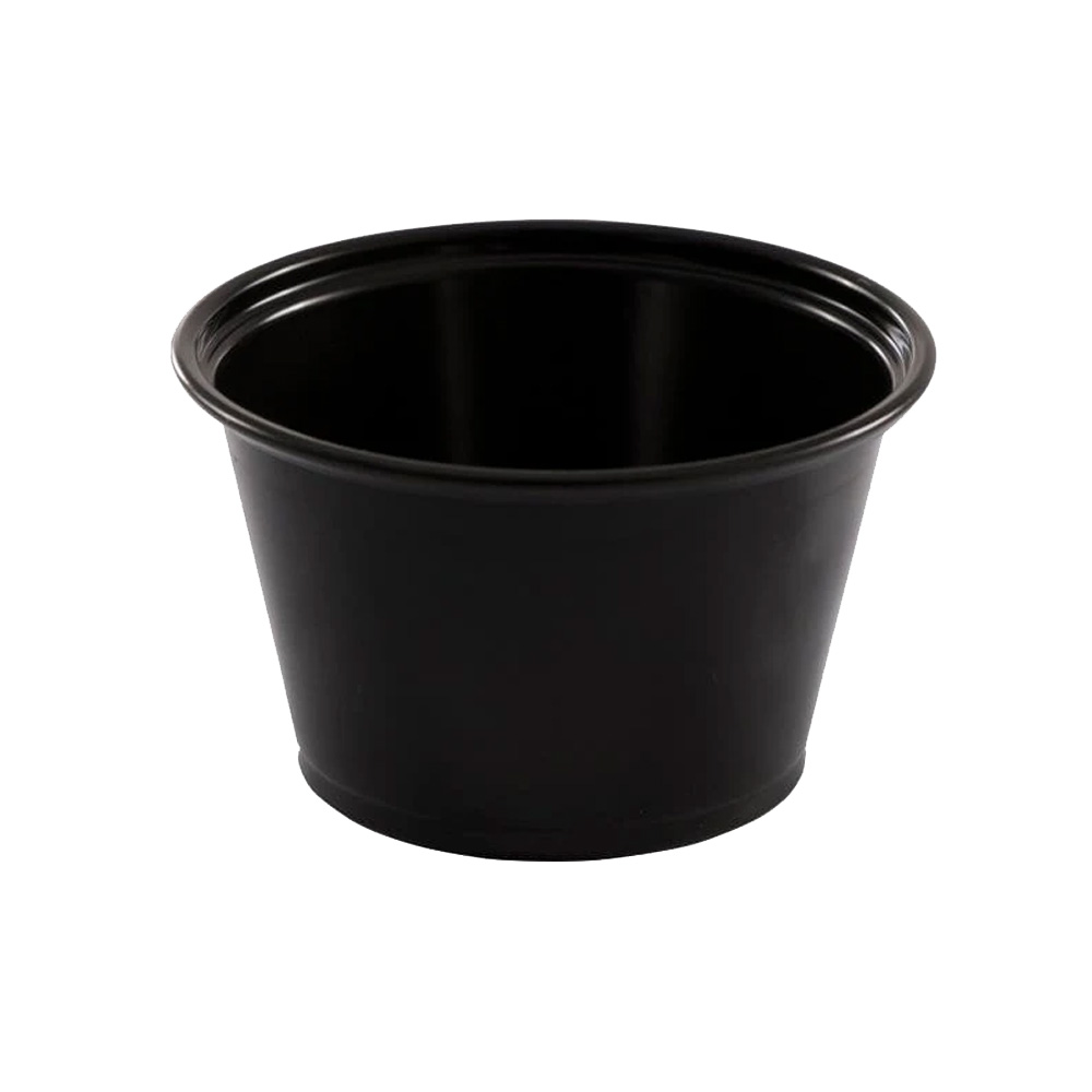 9505145 Black 4 oz. Plastic Souffle Cup 20/125 cs