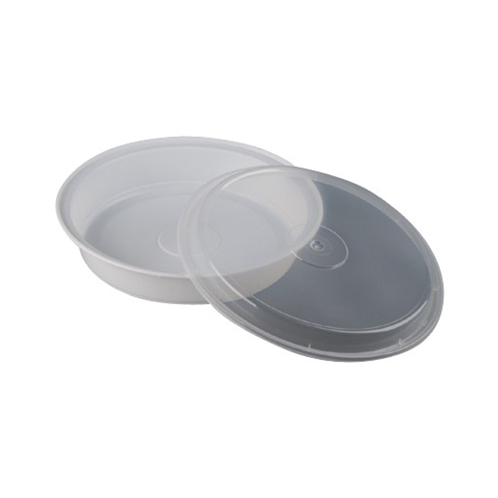 NC737B Versatainer Black 35 oz. Round Plastic Microwavable Container