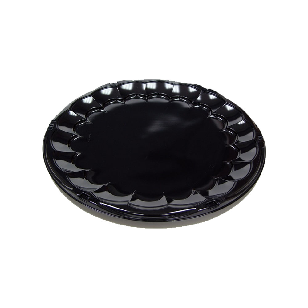 9816KY Smartlock Black 16"  Plastic Caterware  Flat Scalloped Tray 50/cs