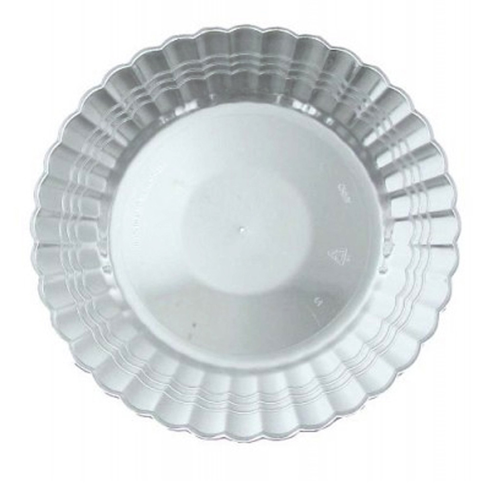 EMI-REP9CL Resposables Clear 9" Scalloped Plastic Plate 10/18 cs - EMI-REP9CL 9"CL RESPOSABLE PLT