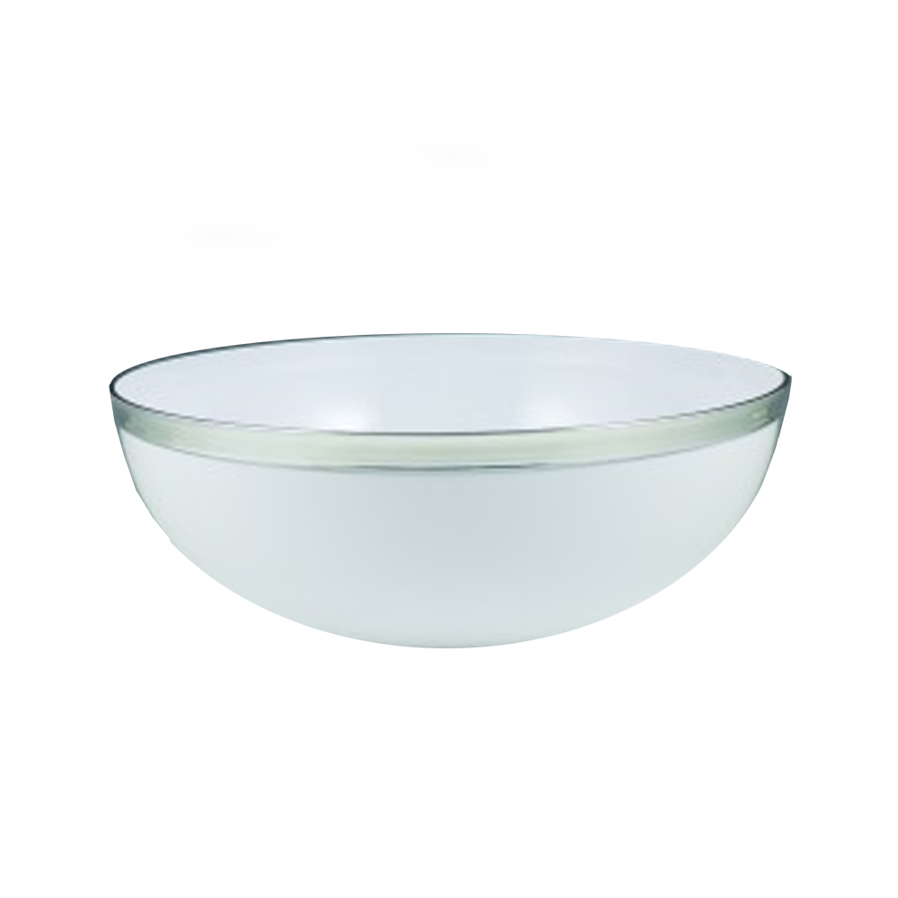 R22010SVR Regal White 10.5" Plastic Bowl w/Silver Trim 12/cs - R22010SVR 10.5" SILV RIM BOWL