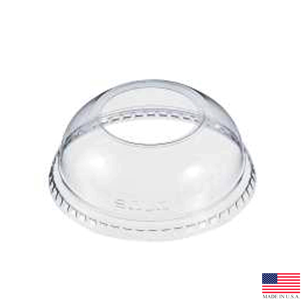 DLW16 Clear 16 oz. Plastic Dome Lid with Hole 10/100 cs