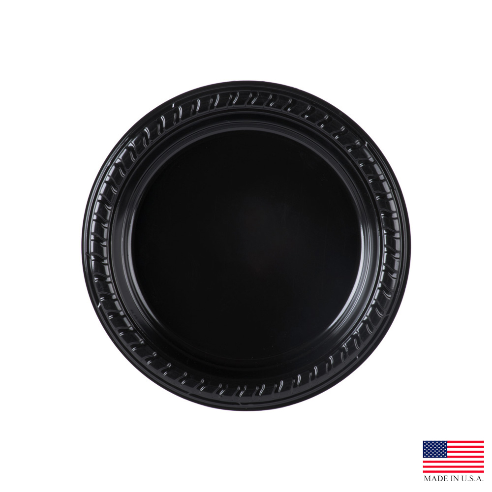 P65E-0099 Premium Party Black 6" Plastic Plate 20/50 cs
