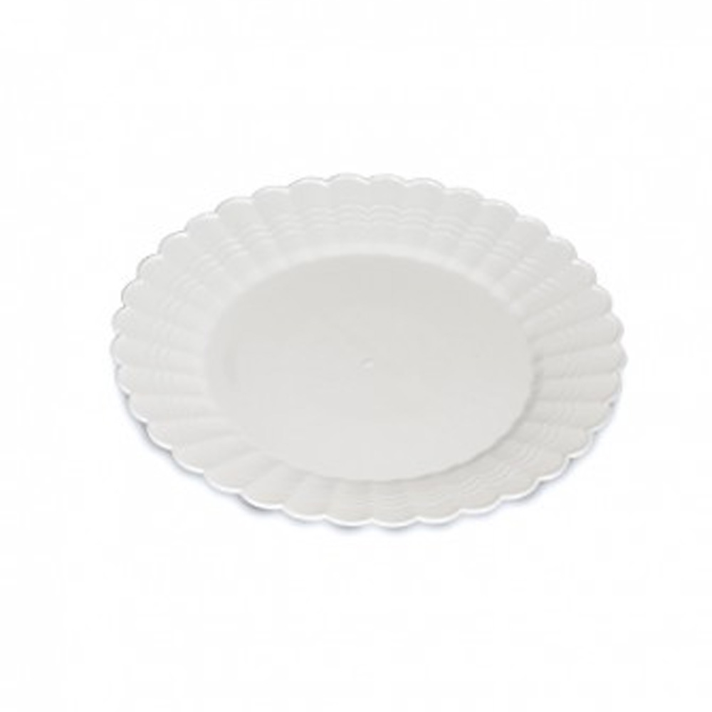 EMI-REP7W Resposables White 7.5" Scalloped PlasticPlate 10/18 cs
