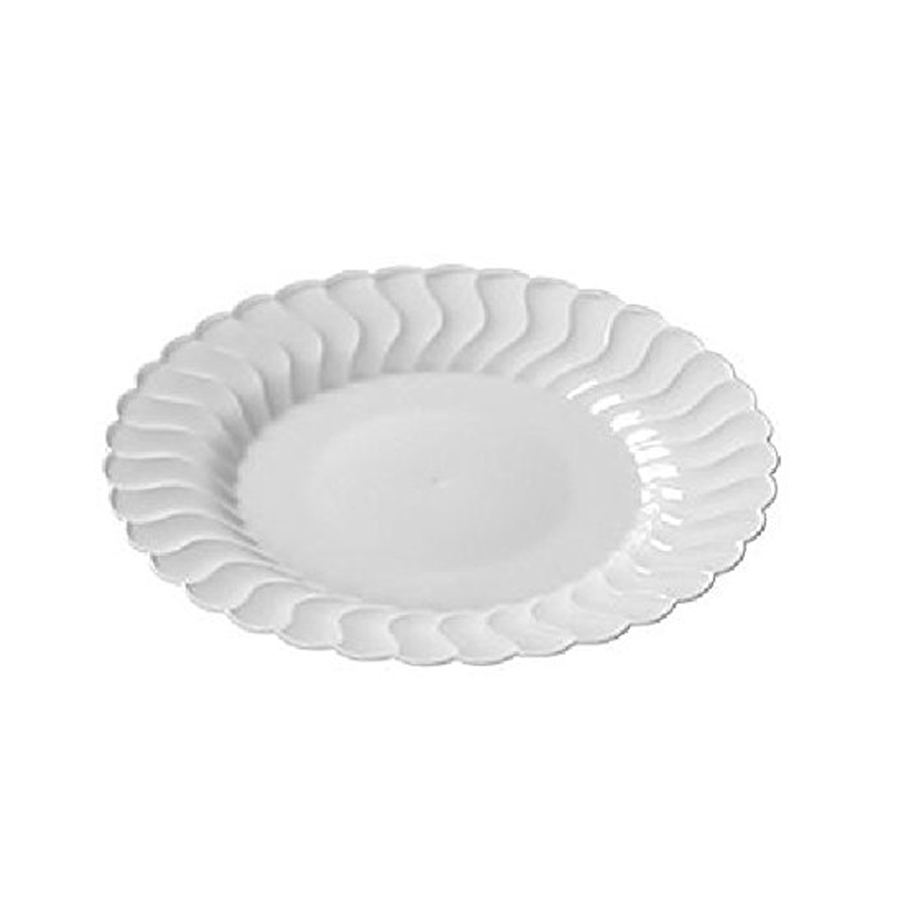 210-WH Flairware White 10.25" Round Plastic Plate  8/18 cs