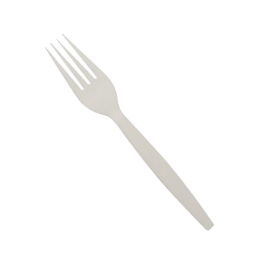 FORK-WHT White Mid Size Compostable Forks  20/50  cs
