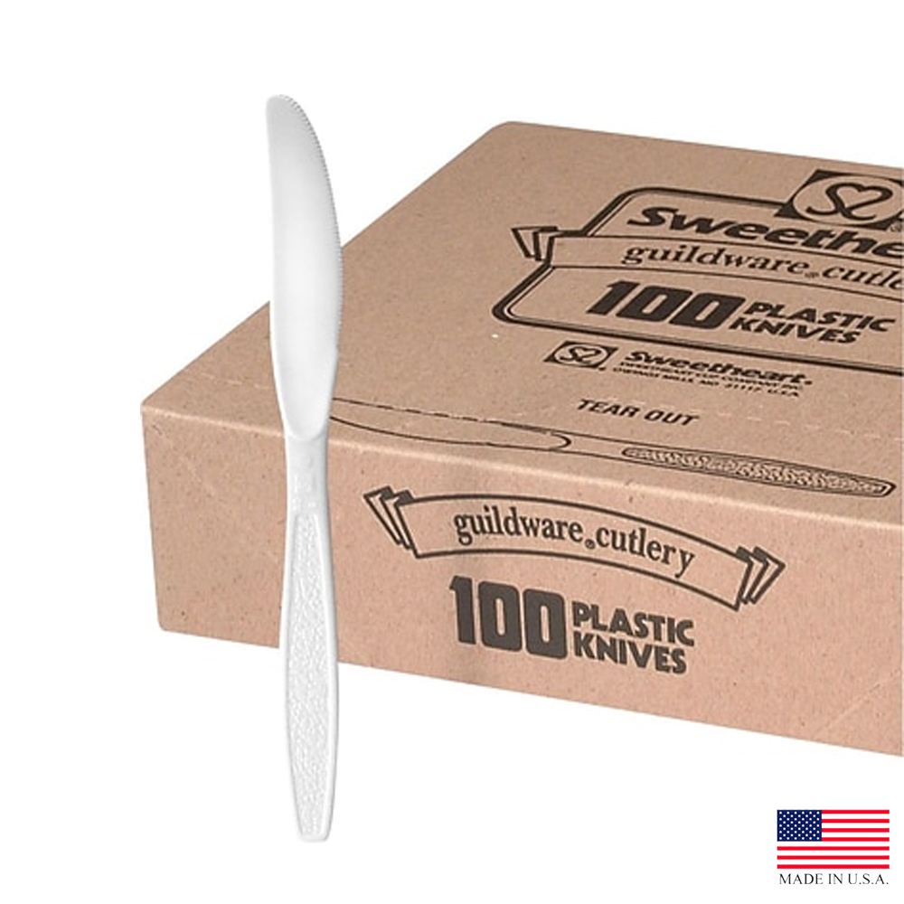 GBX6KW-0007 Guildware Boxed Knife White Heavy Polystyrene 10/100 cs
