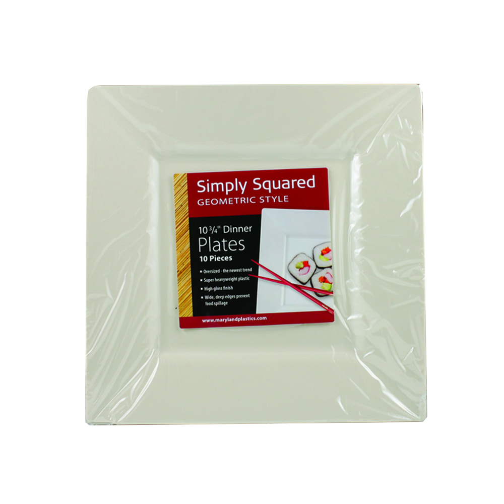 SQ10757 Simply Squared Beige 10.75" Plastic Plate 12/10 cs - SQ10757 10.75" BGE SIMSQ PLATE