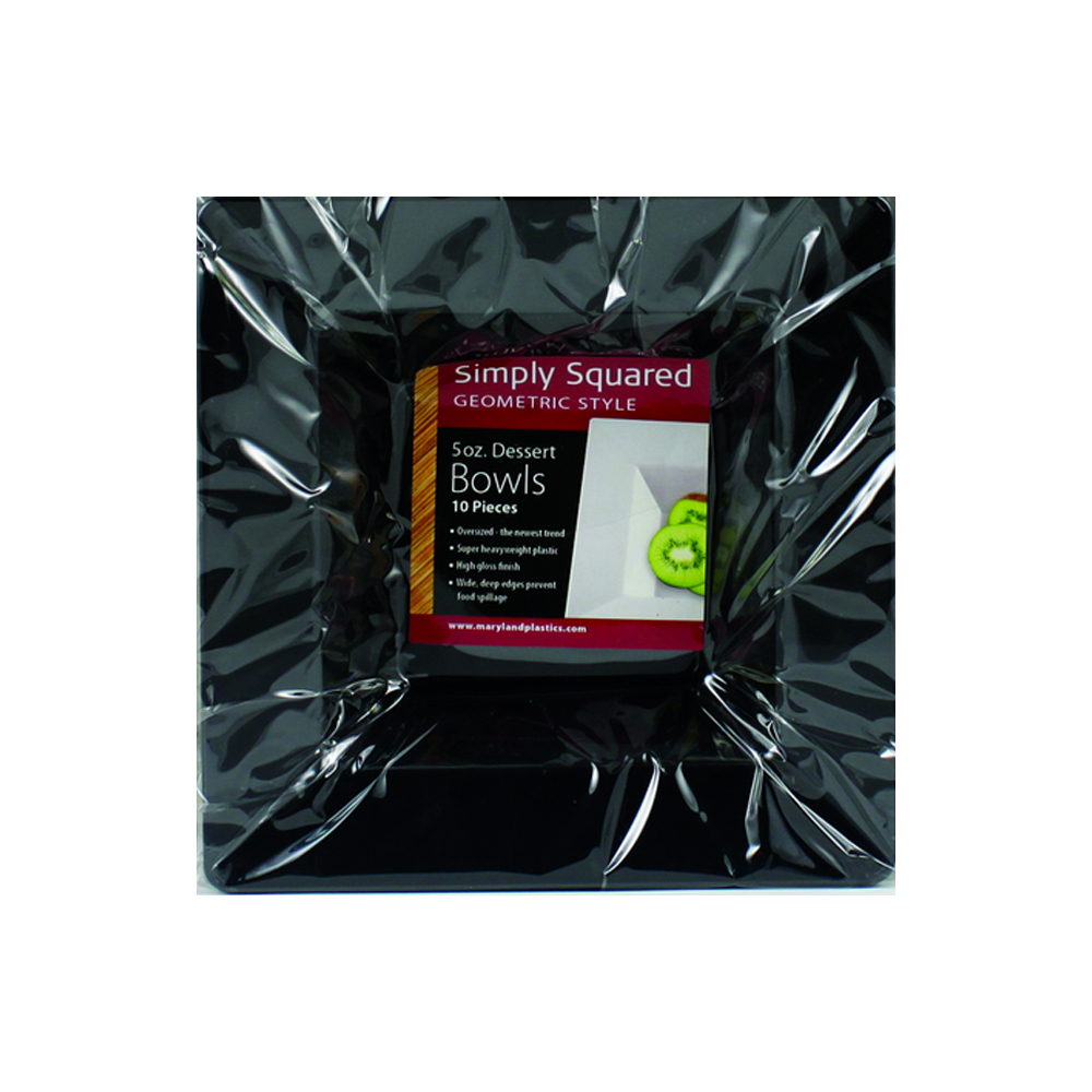 SQ10051 Simply Squared Black 5 oz. Square Plastic Bowl 12/10 cs - SQ10051 5 OZ BLK SIMSQ BOWL