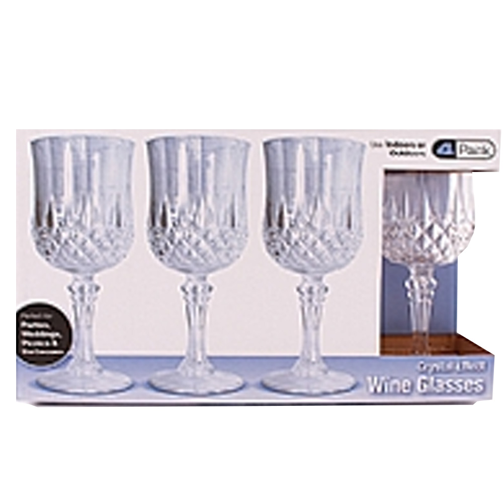 1704 Wine Glass Clear Plastic 4 pack 12/4 cs