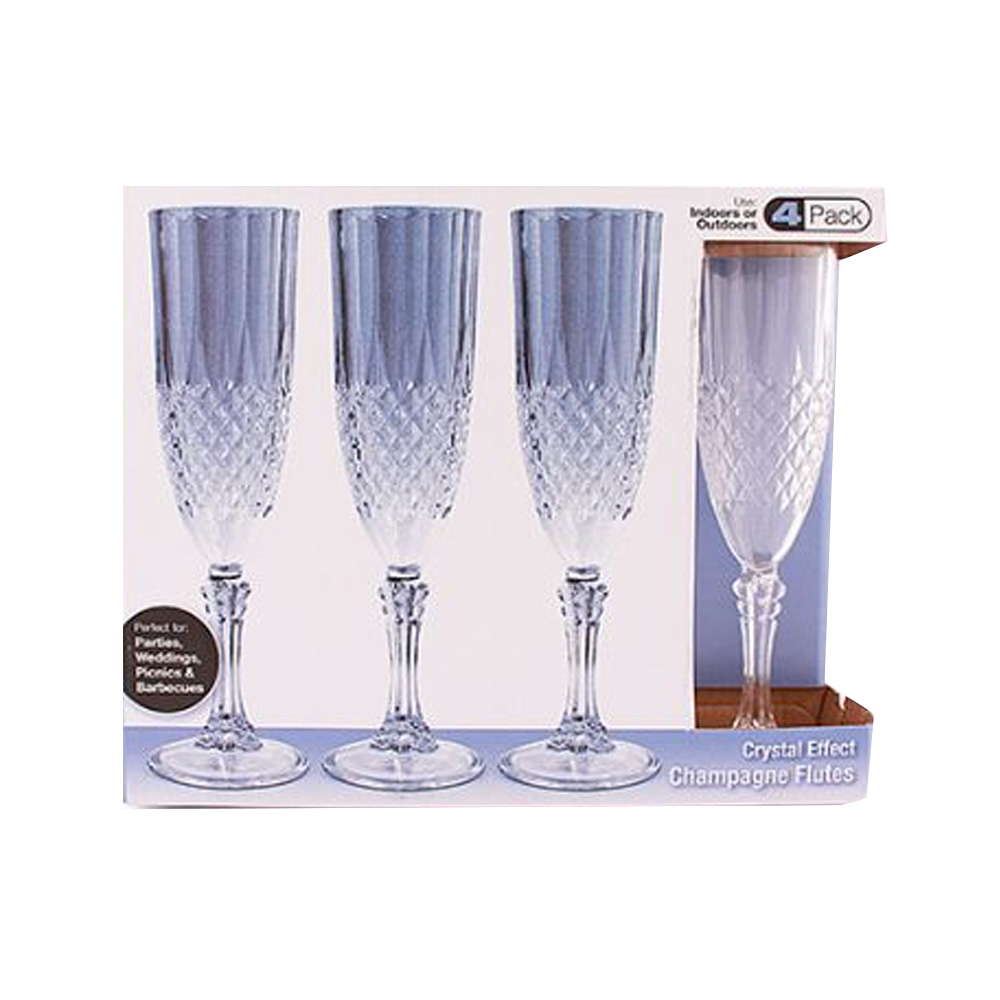 1705 Champagne Flutes Clear Plastic 4 Pack 12/4 cs