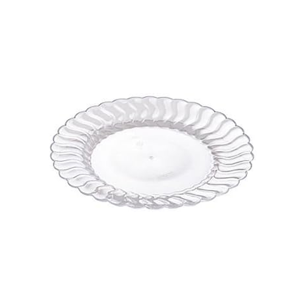 206-CL Flairware Clear 6" Plastic Desset Plate    10/18 cs