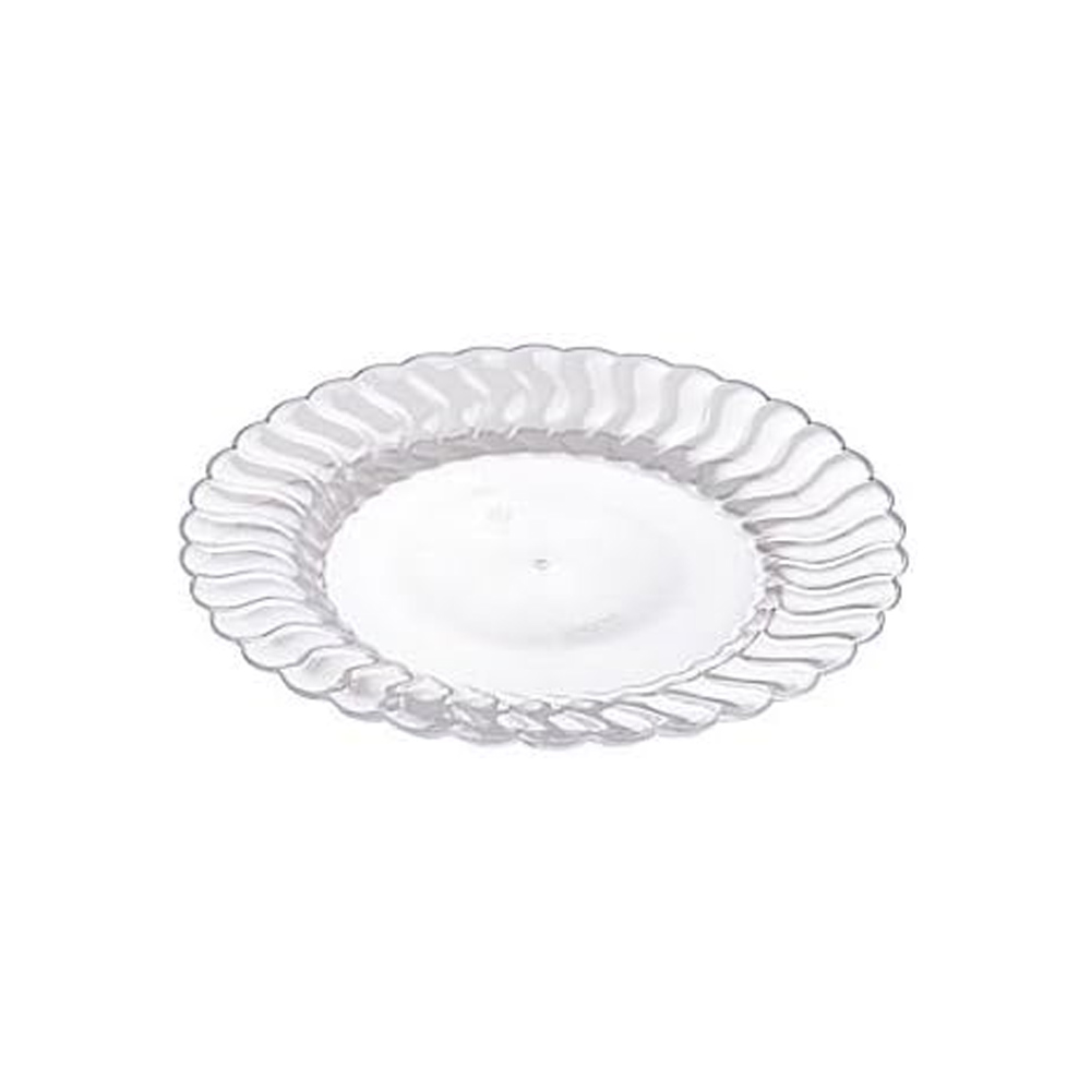 206-CL Flairware Clear 6" Plastic Dessert Plate 10/18 cs - 206-CL 6"FLAIRWARE DESSERT PLT