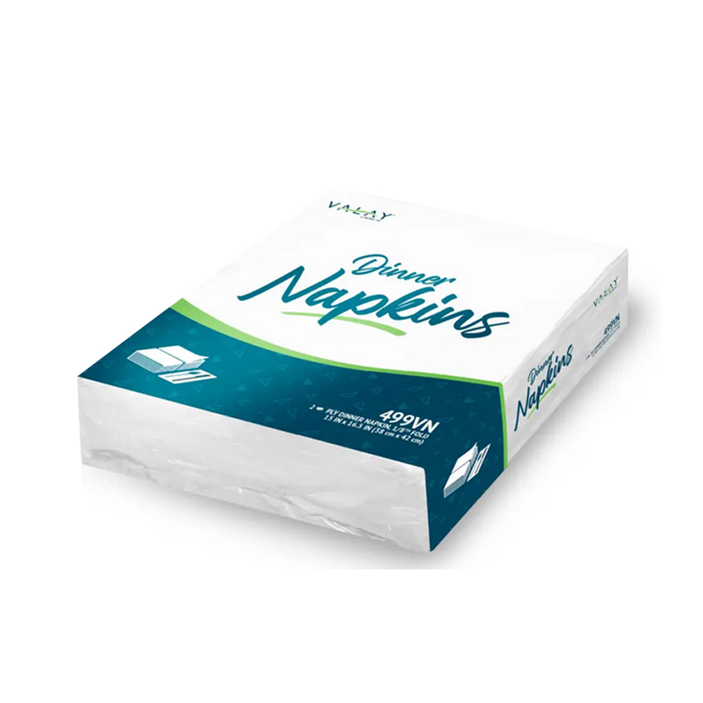 499VN Valay White 1/8 Fold 2ply Embossed Dinner Napkin 30/100 cs