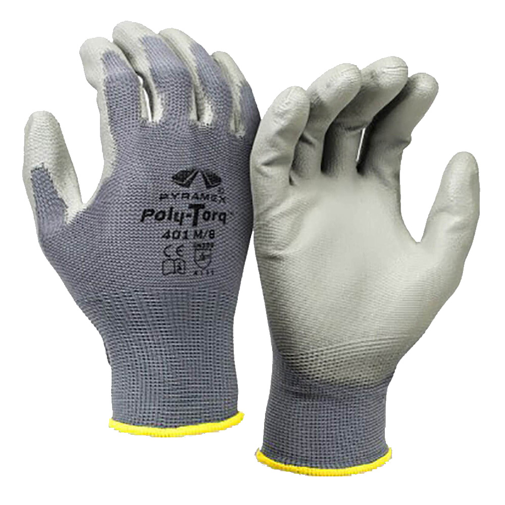 GL401-XLARGE Grey/White Extra Large Poly-Torq Pol yurethane Work Gloves with Palm Grip 12/cs
