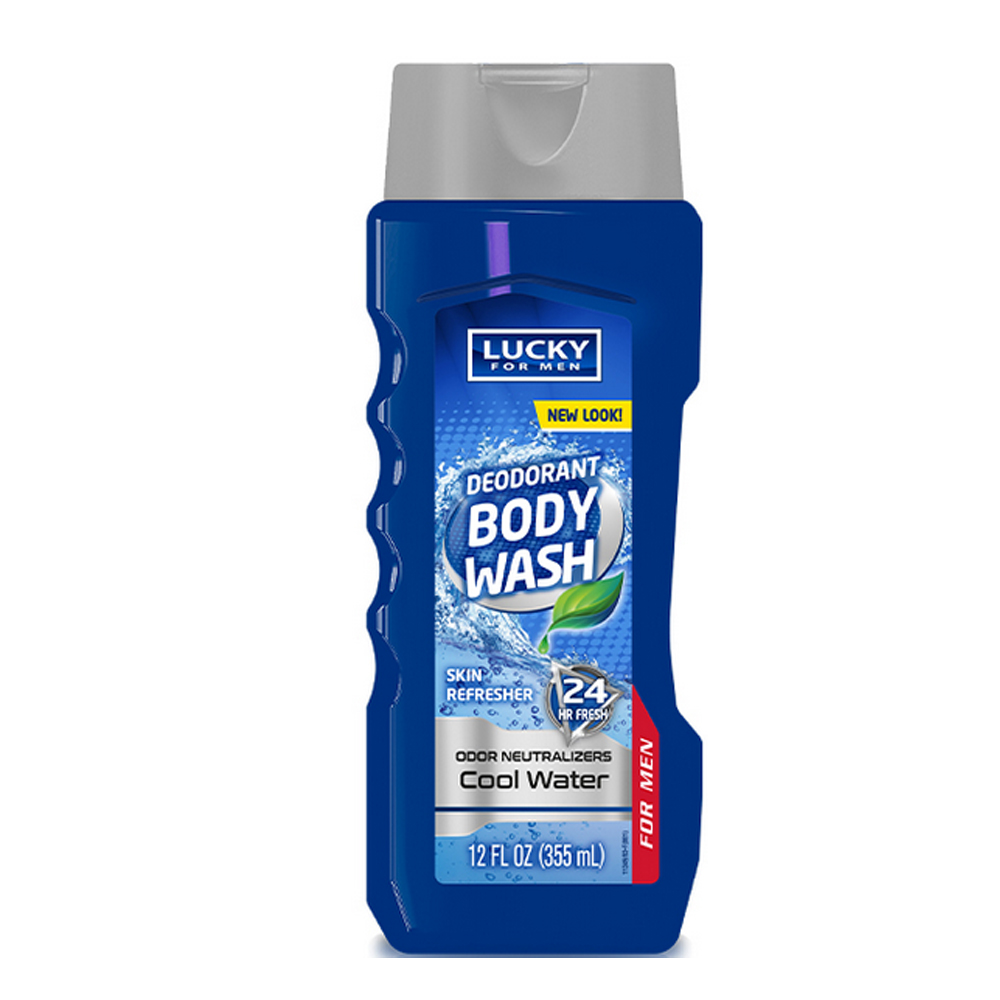 11349-12 Lucky For Men 12 oz. Deodorant Body Wash  W/ Cool Water Scent 12/cs
