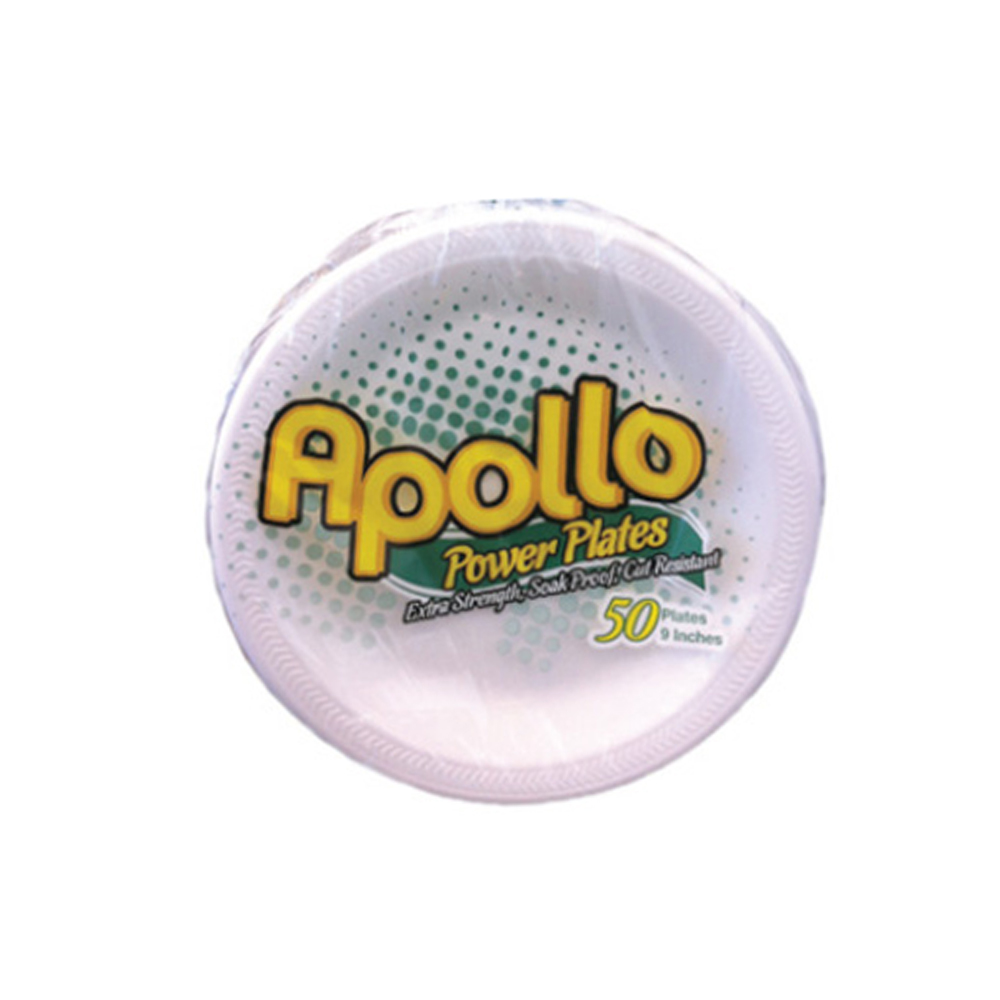AP950 Apollo White 9" Retail Foam Plate 12/50 cs